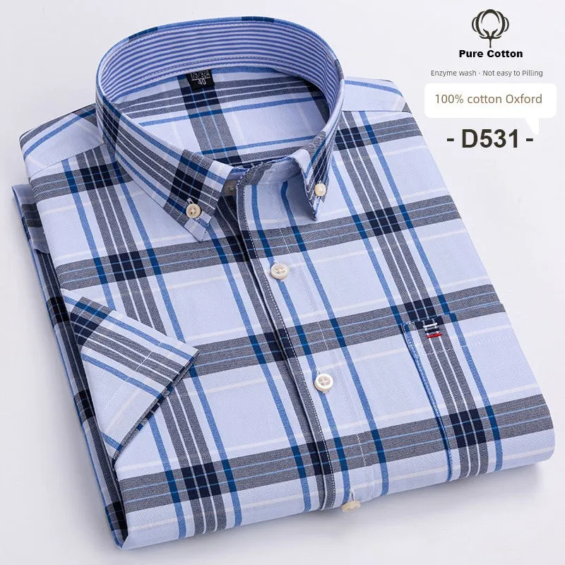 Casual Oxford Men's Short-Sleeved Dress Shirts