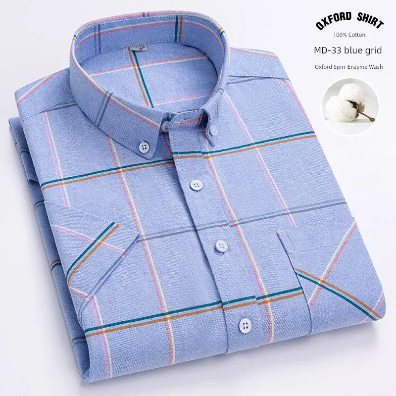 Casual Oxford Men's Short-Sleeved Dress Shirts