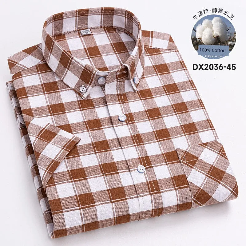 Casual Oxford Men's Short-Sleeved Dress Shirts