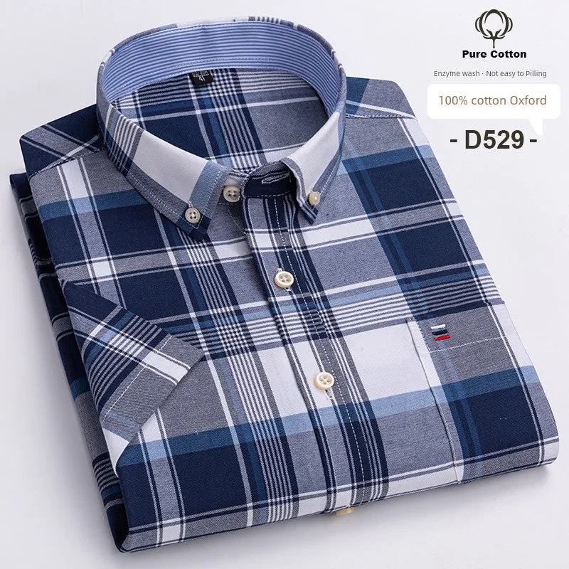 Casual Oxford Men's Short-Sleeved Dress Shirts