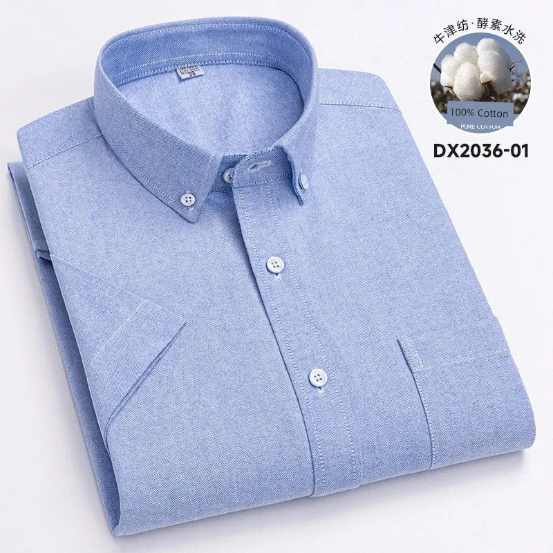 Casual Oxford Men's Short-Sleeved Dress Shirts