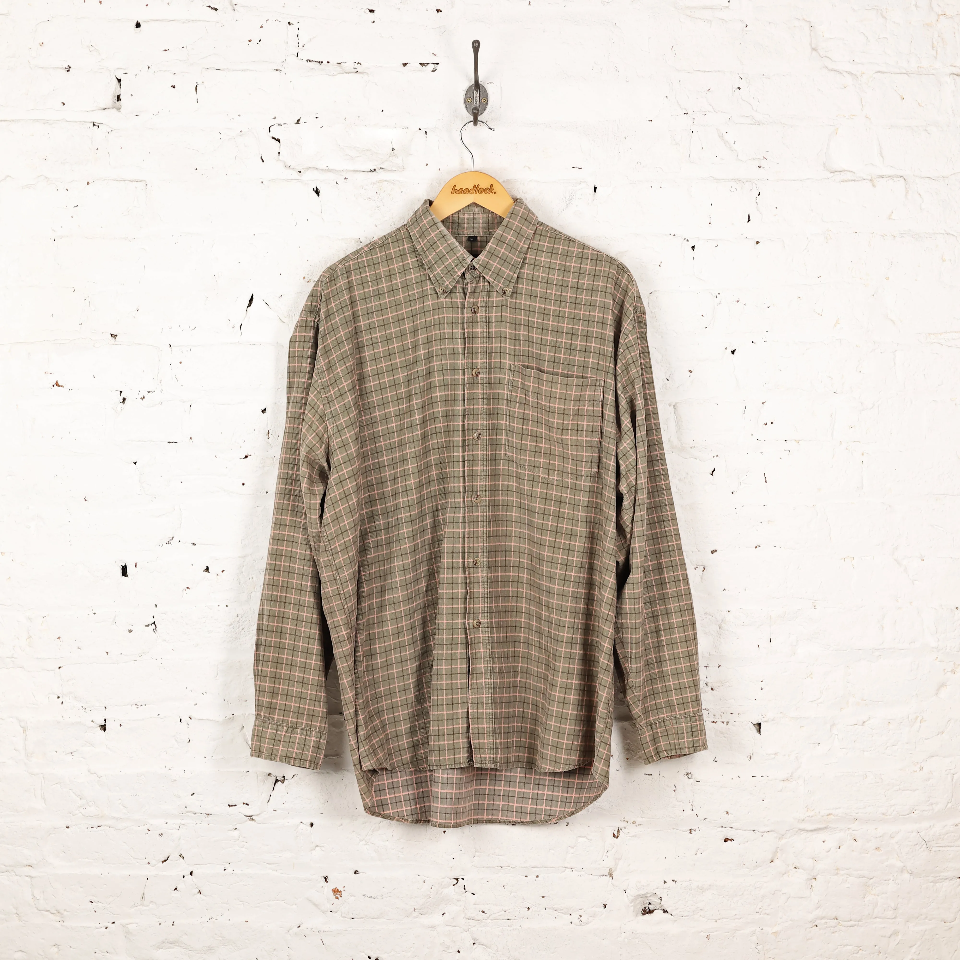 Checked Corduroy Shirt - Green - XL