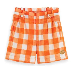 Checked Linen Blend Shorts