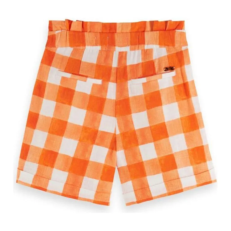 Checked Linen Blend Shorts