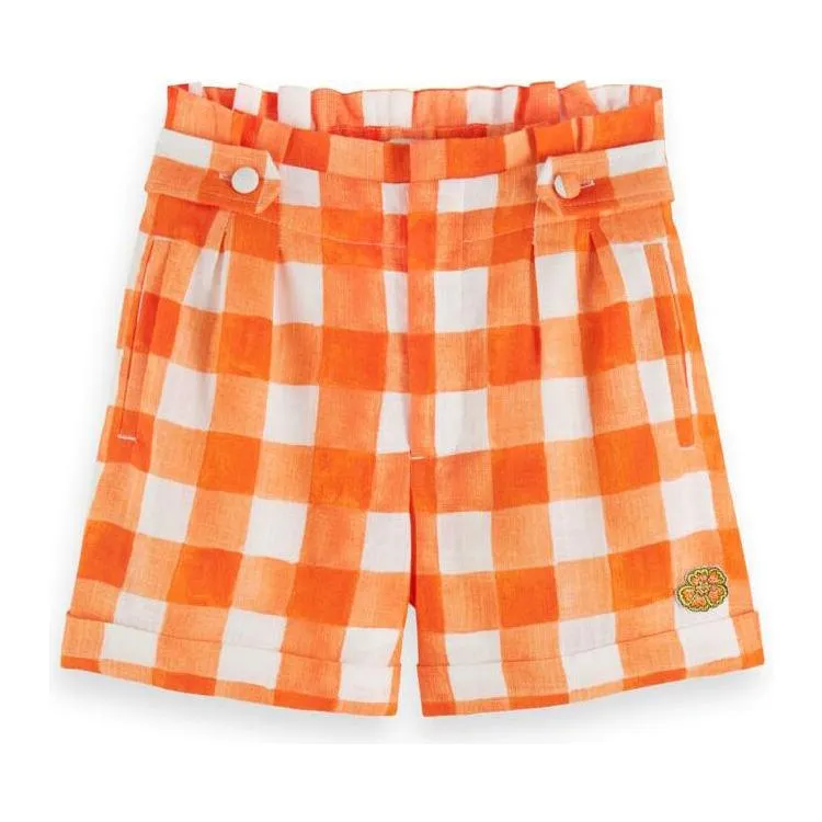 Checked Linen Blend Shorts