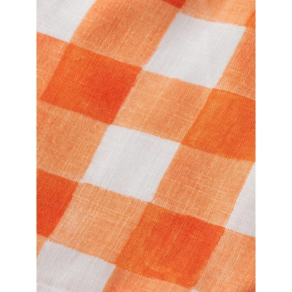 Checked Linen Blend Shorts