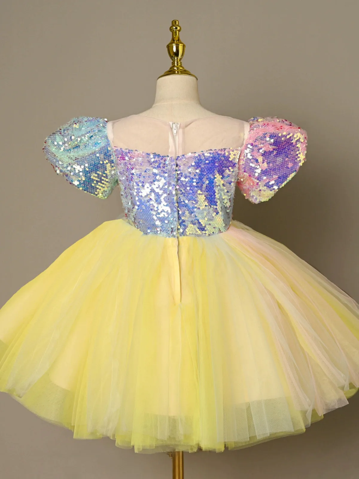 Children colorful yellow sequin tutu skirts ballet jazz dance dresses kindergarten princess choir modern dance costume party dres up skirt