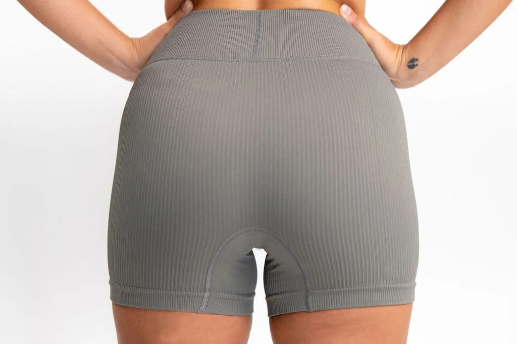 Classic Ribbed Biker Shorts - Gray