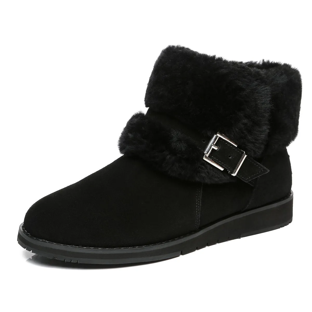 Collette Buckled Strap Fluffy Boots
