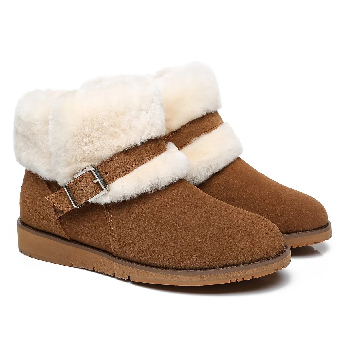Collette Buckled Strap Fluffy Boots