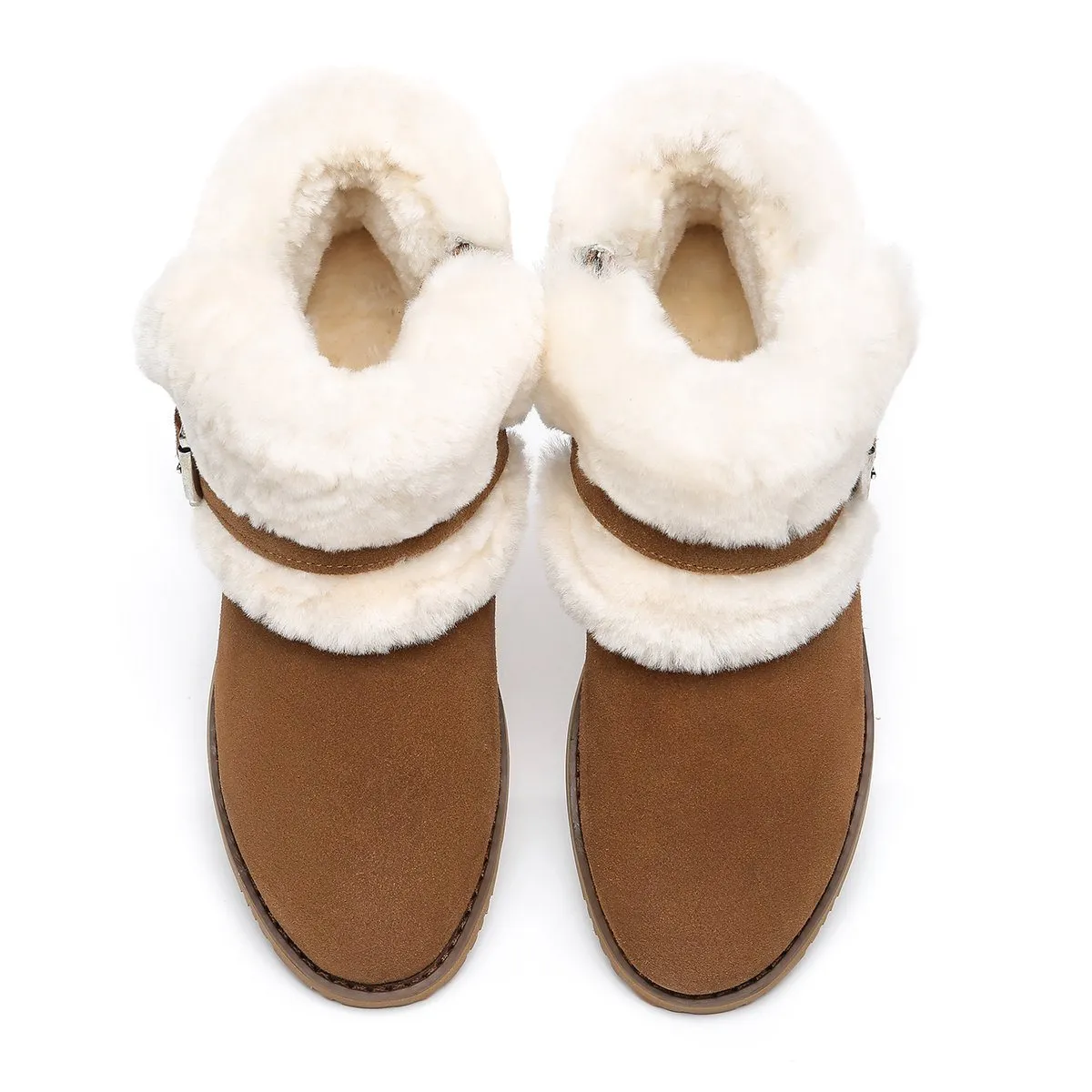 Collette Buckled Strap Fluffy Boots