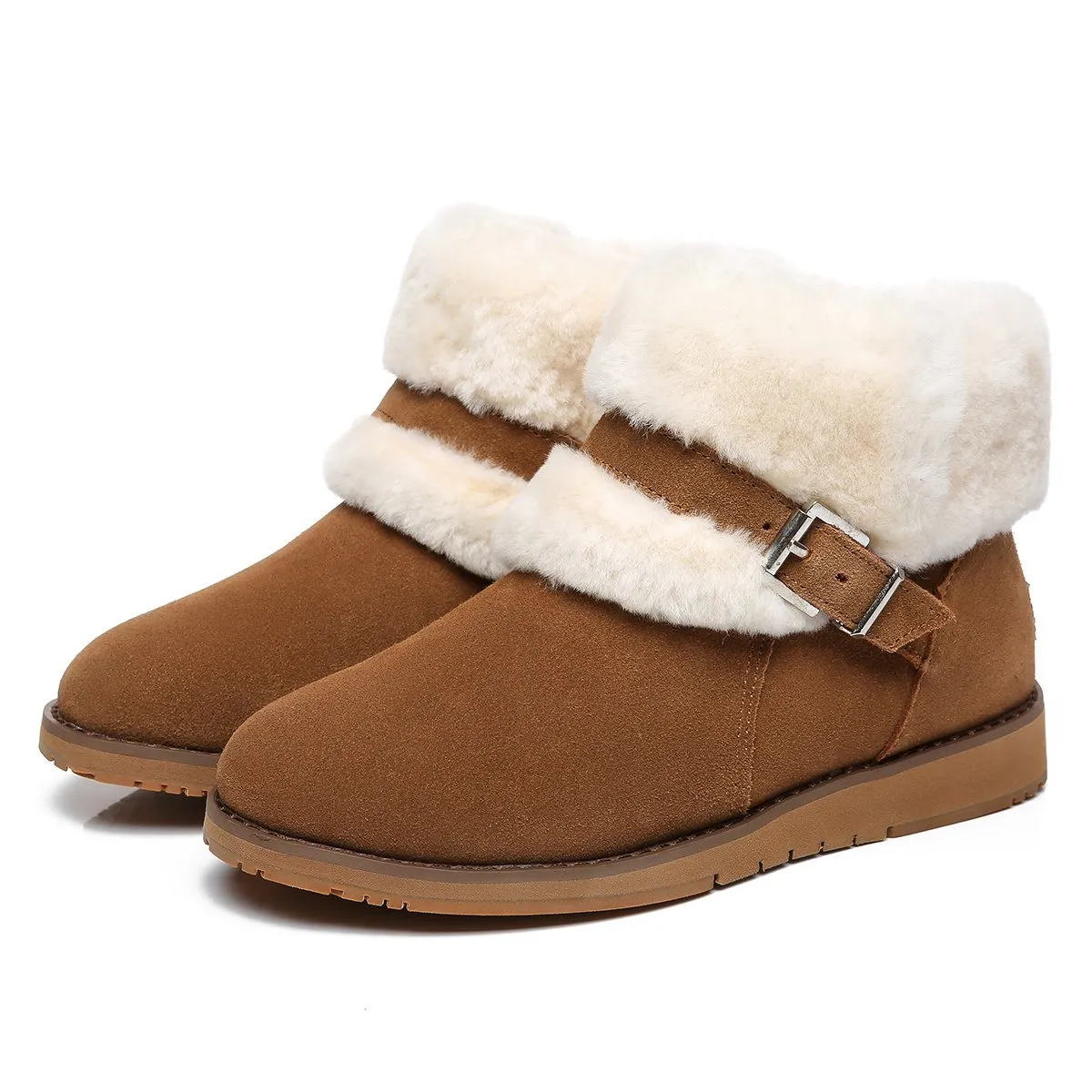Collette Buckled Strap Fluffy Boots