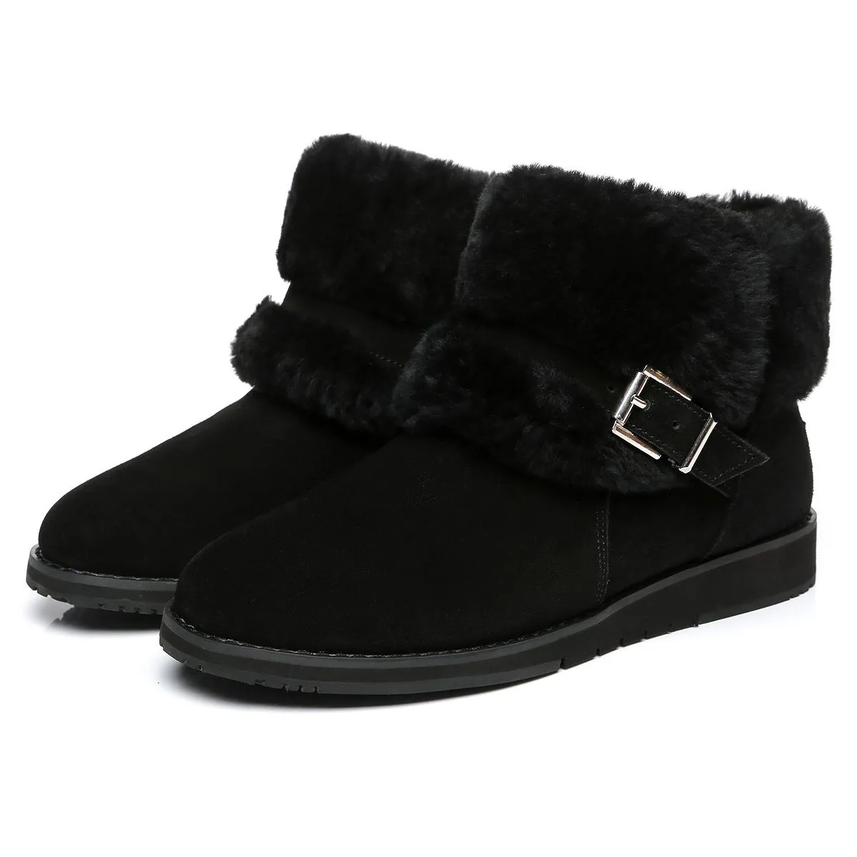 Collette Buckled Strap Fluffy Boots