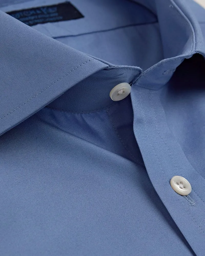 Contemporary Fit, Cutaway Collar, Two Button Cuff in Plain Mid Blue
