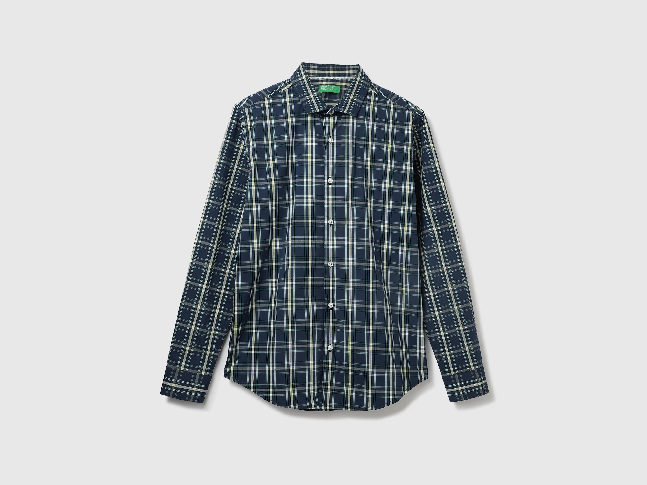 Cotton Checked Cutaway Collar Mens Shirts