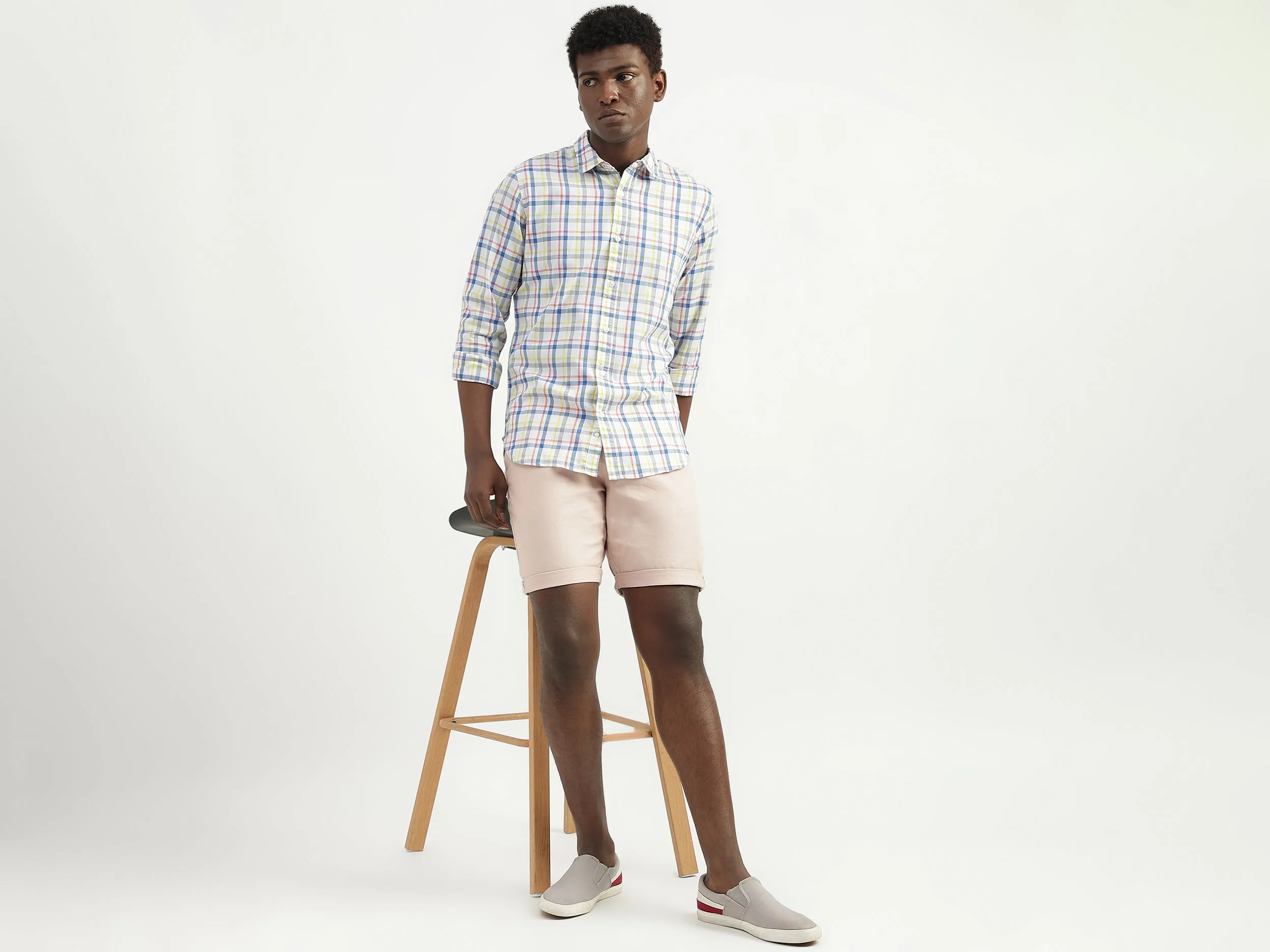Cotton Checked Spread Collar Mens Shirts