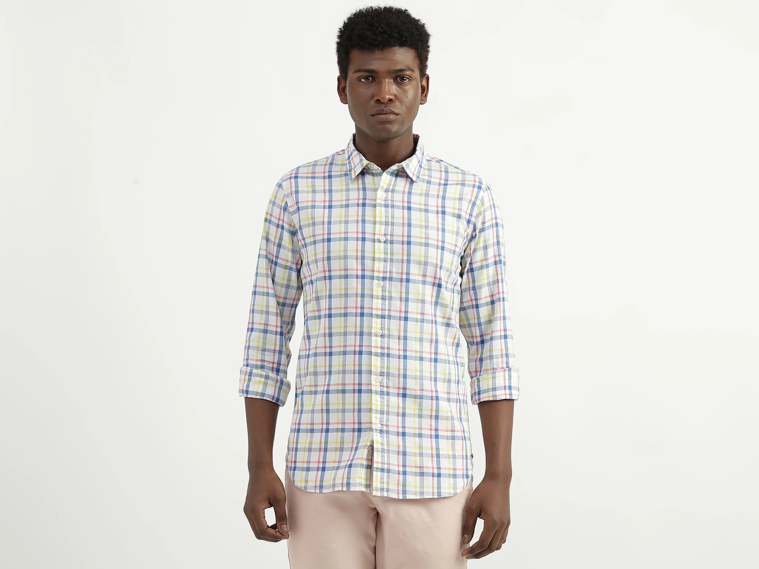 Cotton Checked Spread Collar Mens Shirts