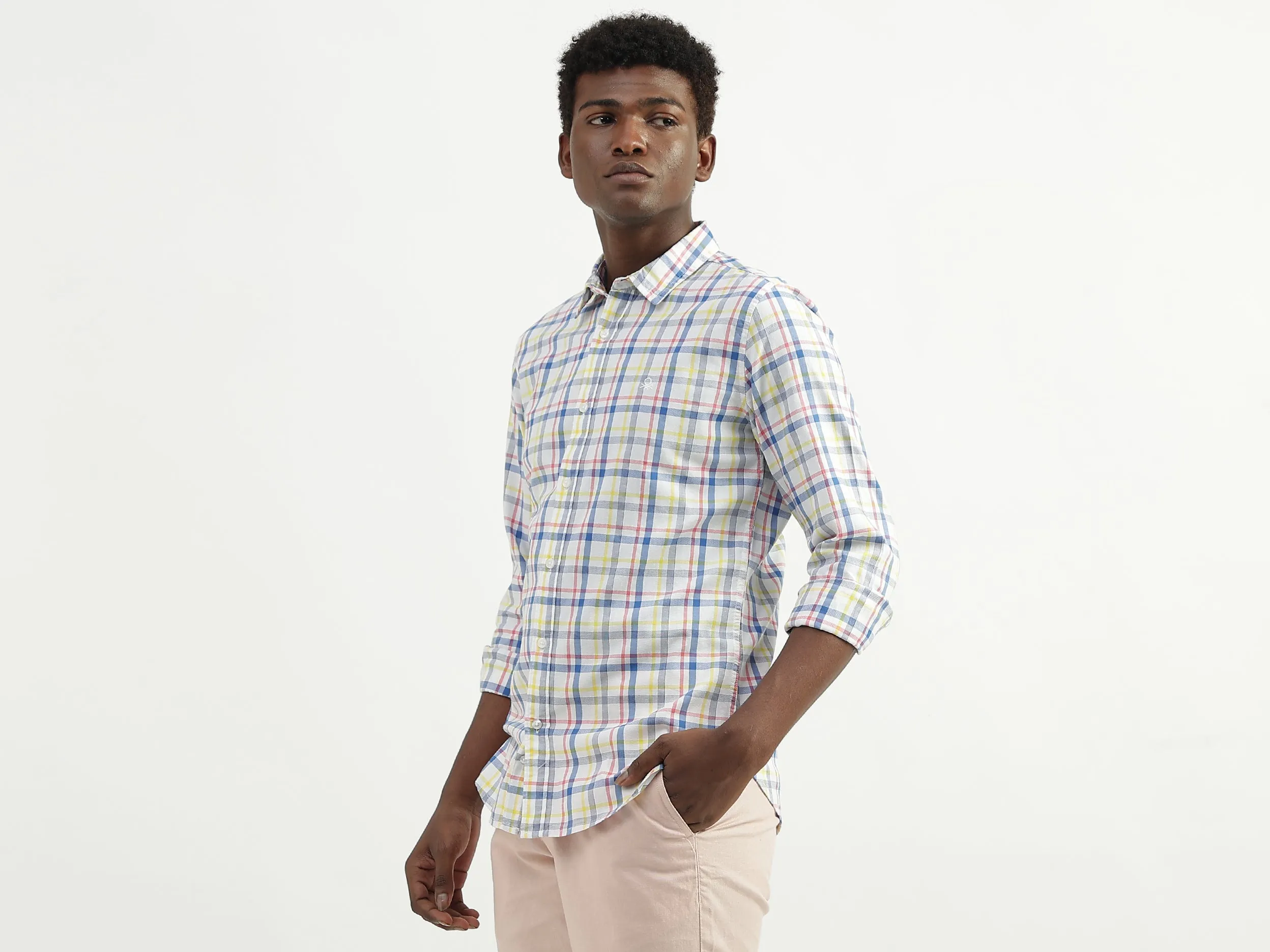Cotton Checked Spread Collar Mens Shirts