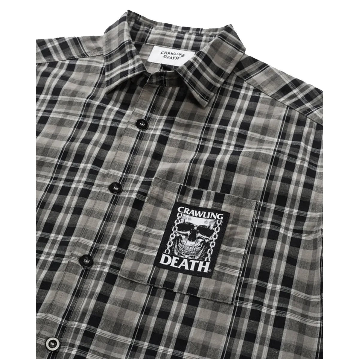 Crawling Death - TV Skull Check Shirt Black