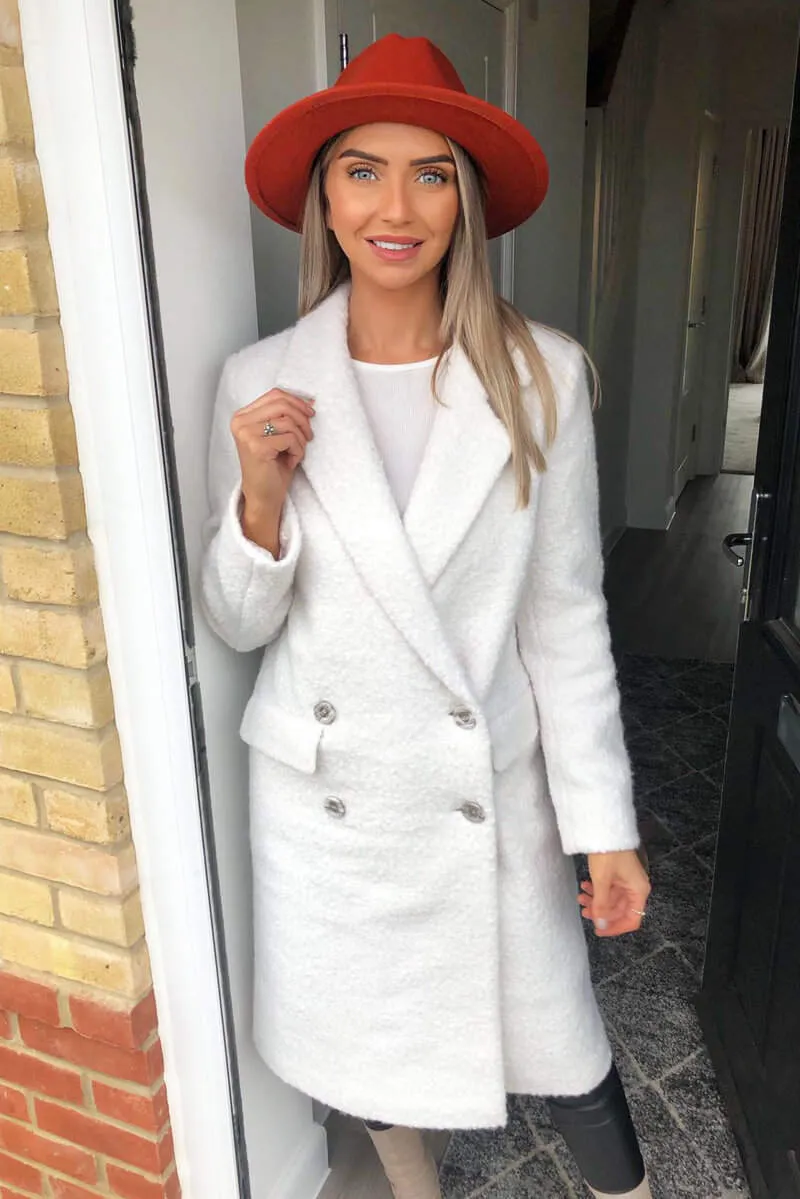 Cream Long Boucle Coat