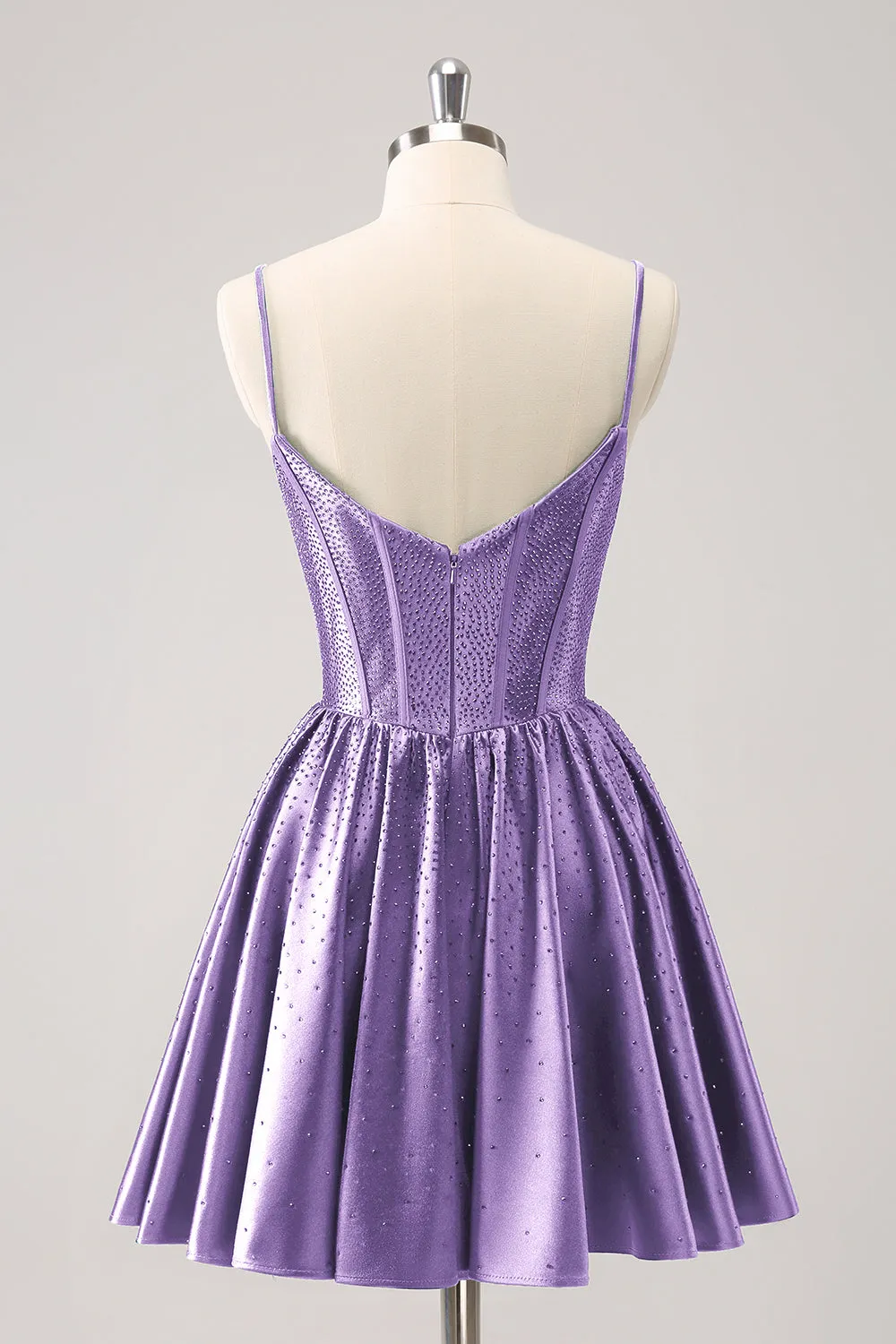 Cute Dark Green A Line Spaghetti Straps Ruffle Corset Short Homecoming Dress with Beading