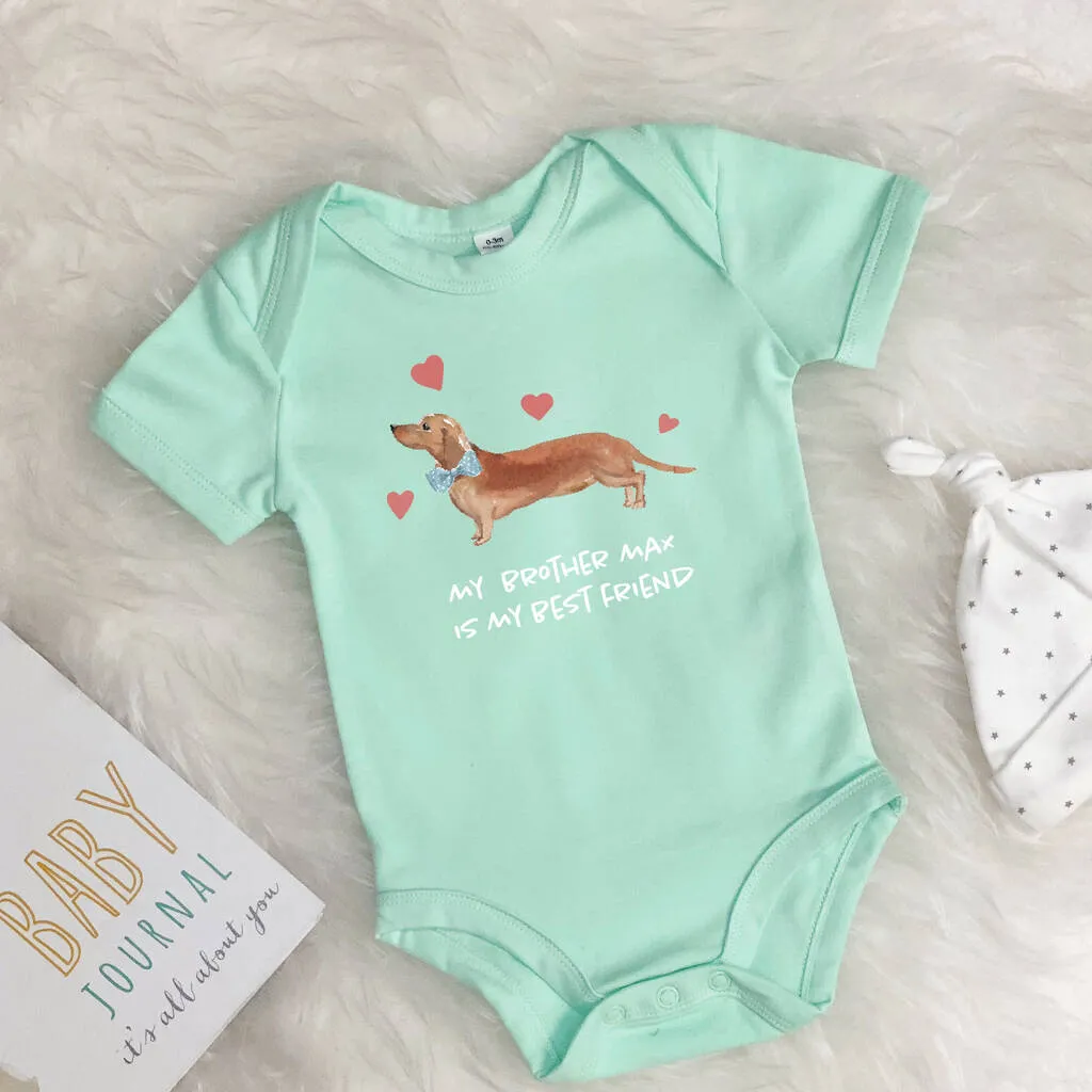 Dachshund/Sausage Dog Sibling Personalised Babygrow