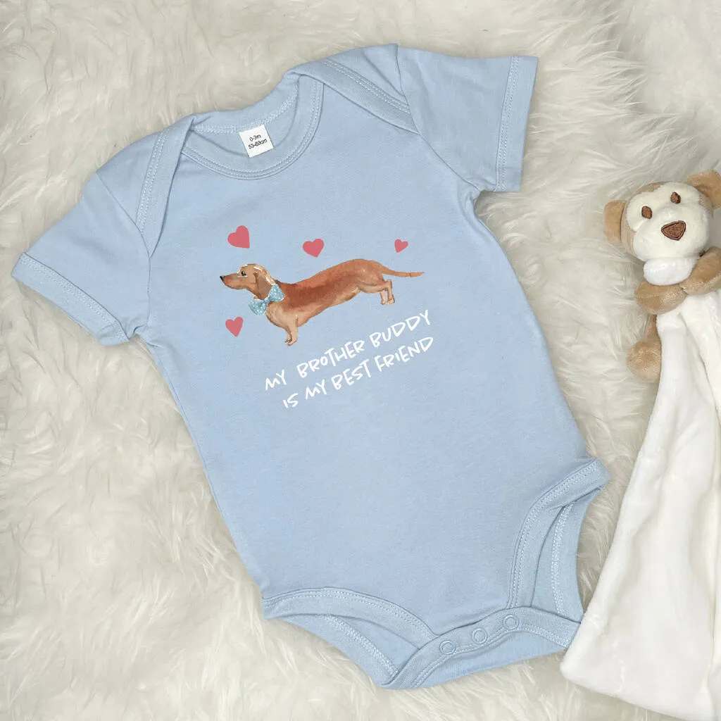 Dachshund/Sausage Dog Sibling Personalised Babygrow