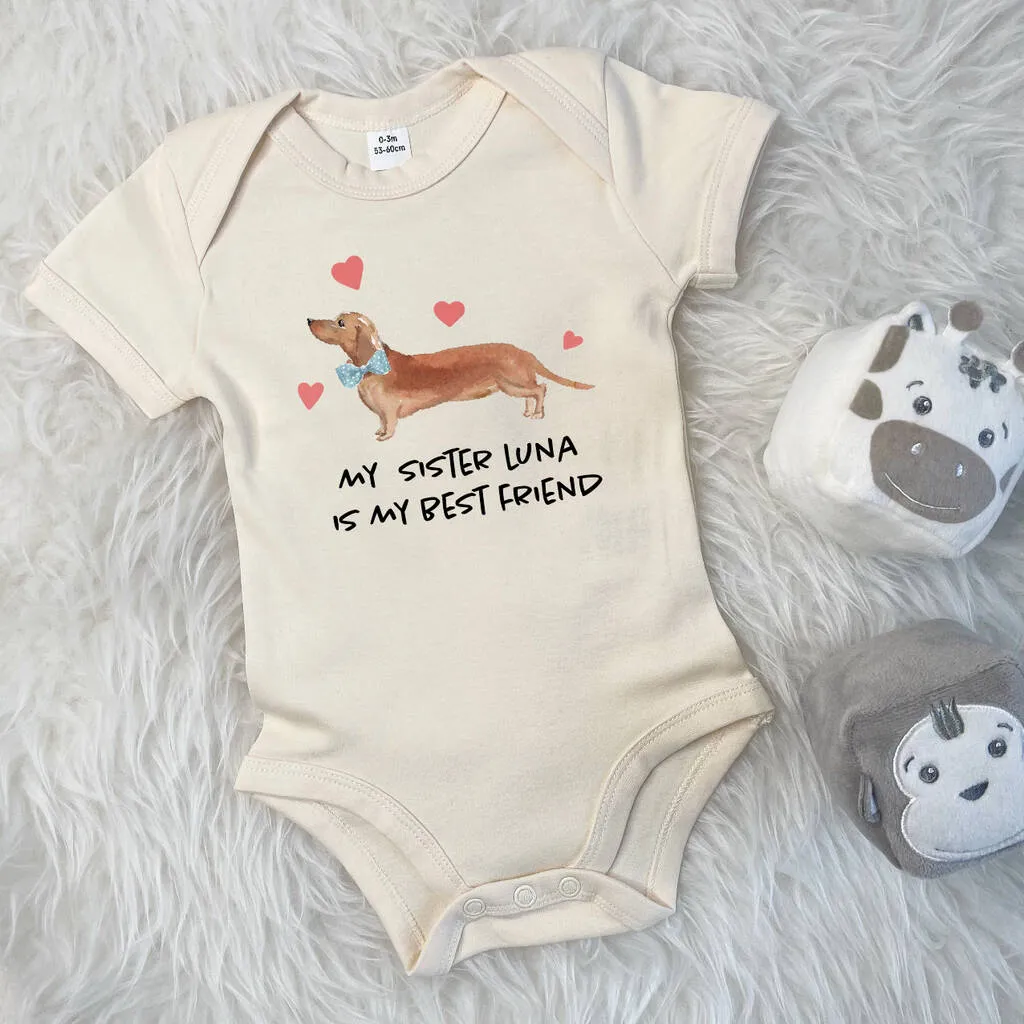 Dachshund/Sausage Dog Sibling Personalised Babygrow