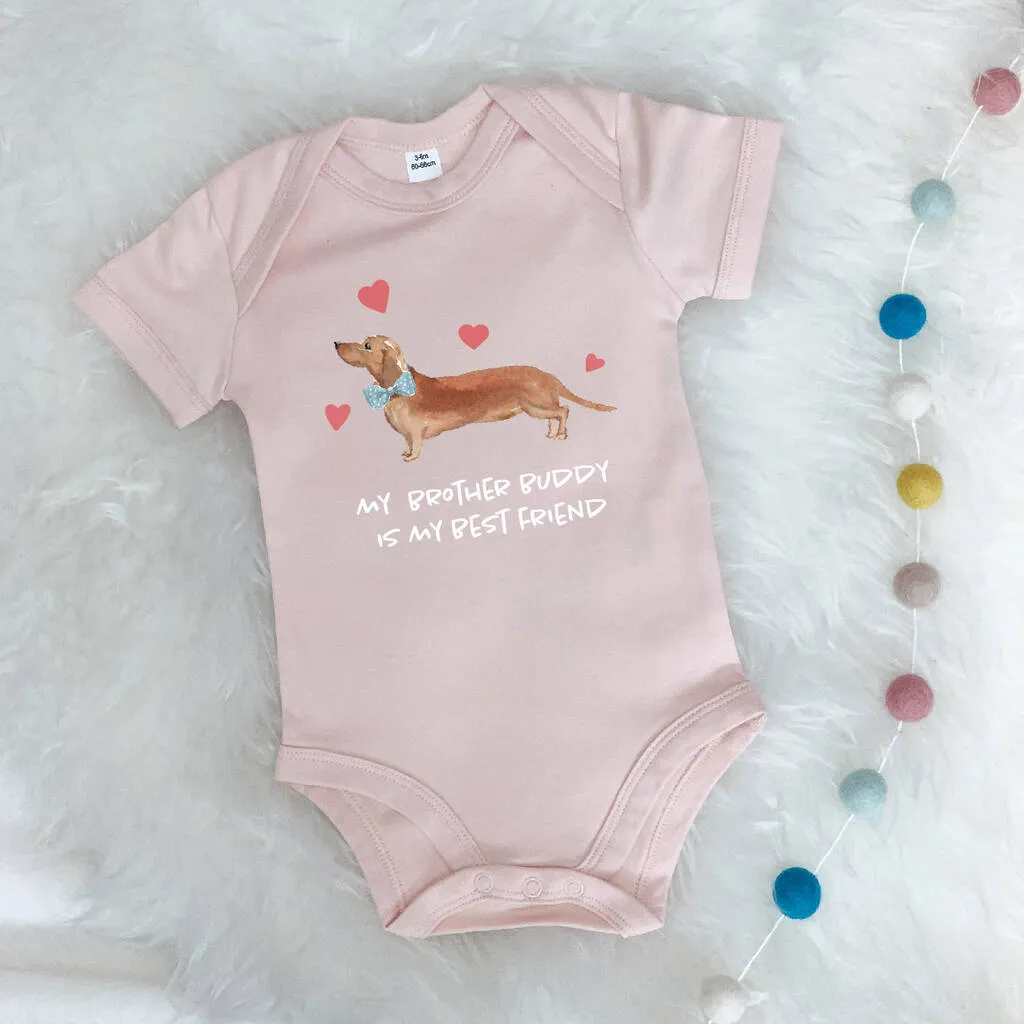 Dachshund/Sausage Dog Sibling Personalised Babygrow