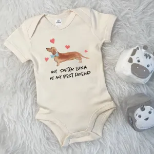 Dachshund/Sausage Dog Sibling Personalised Babygrow