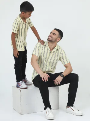 Dad & Son Striped Twinning Shirt Lemon Yellow