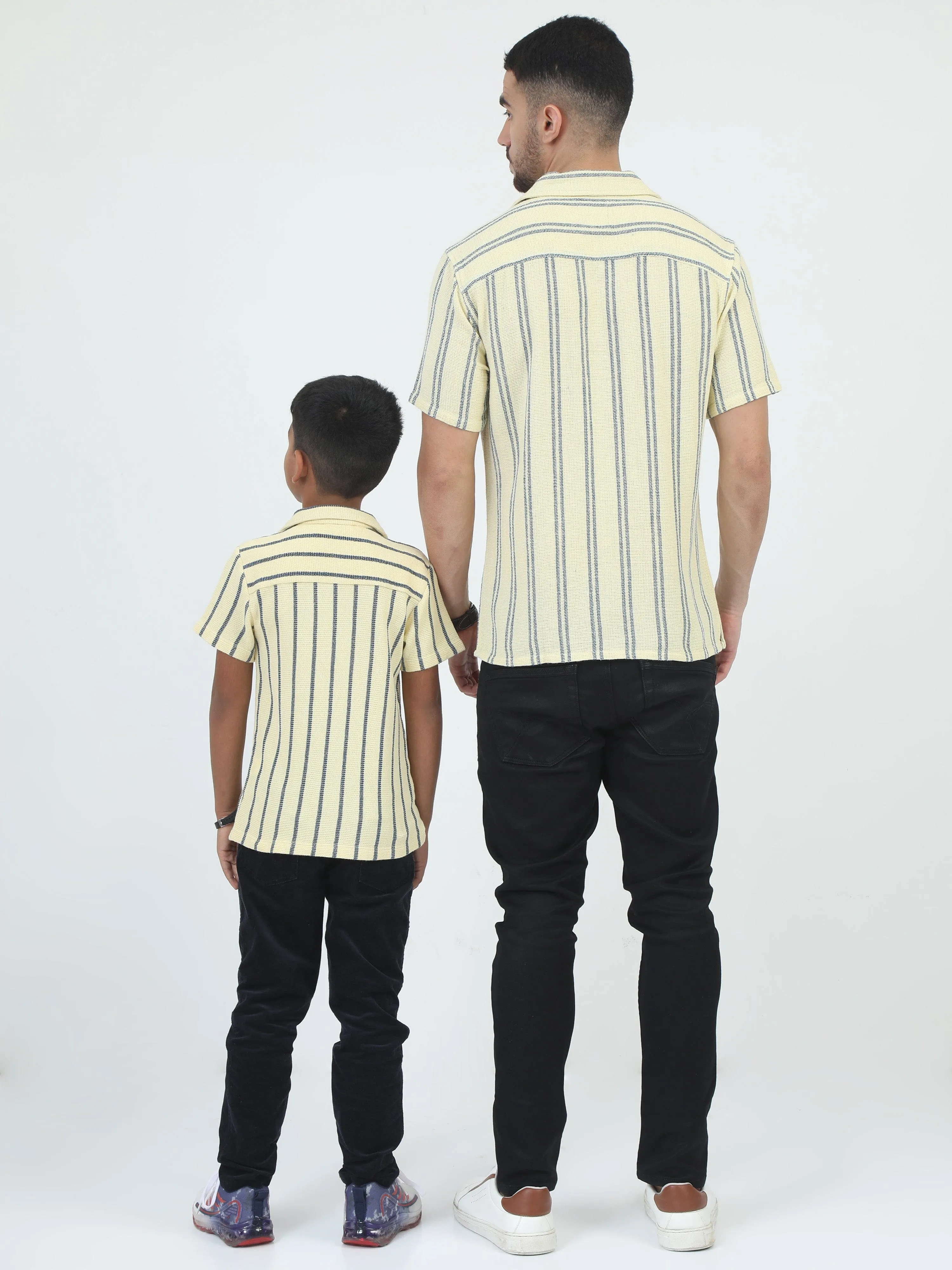 Dad & Son Striped Twinning Shirt Lemon Yellow