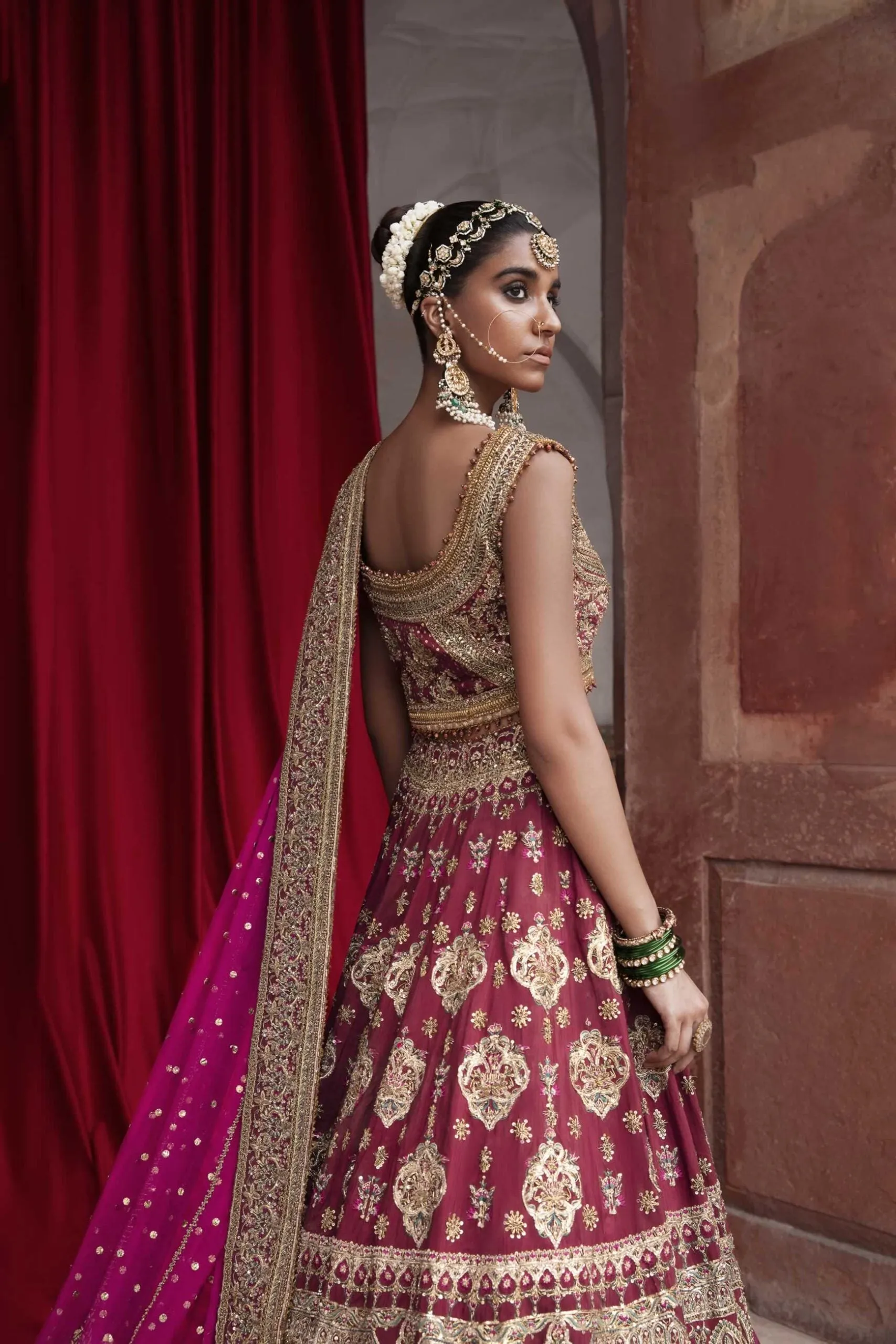 Dark Maroon Lehenga Bridal Pakistani Wedding Dresses