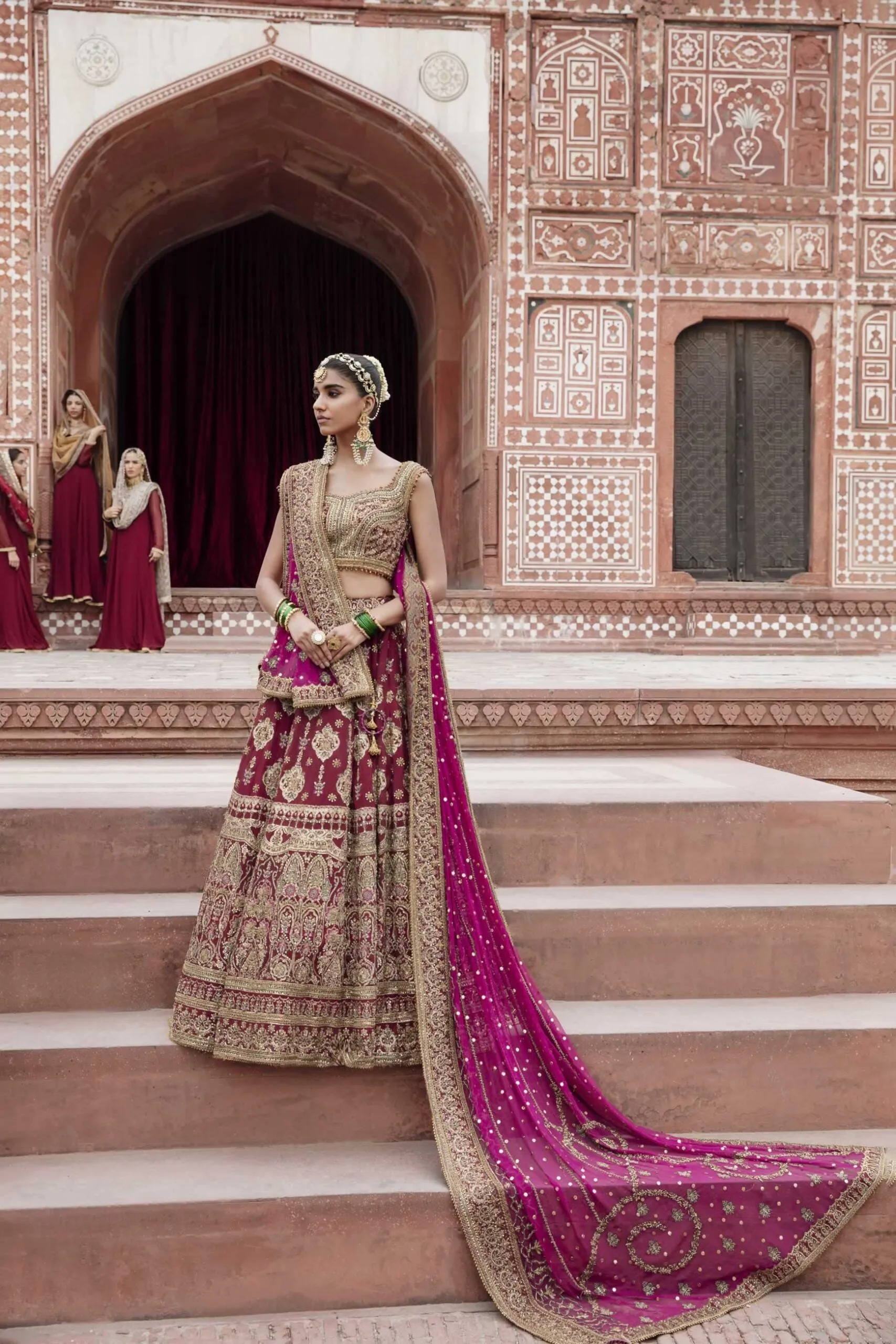 Dark Maroon Lehenga Bridal Pakistani Wedding Dresses
