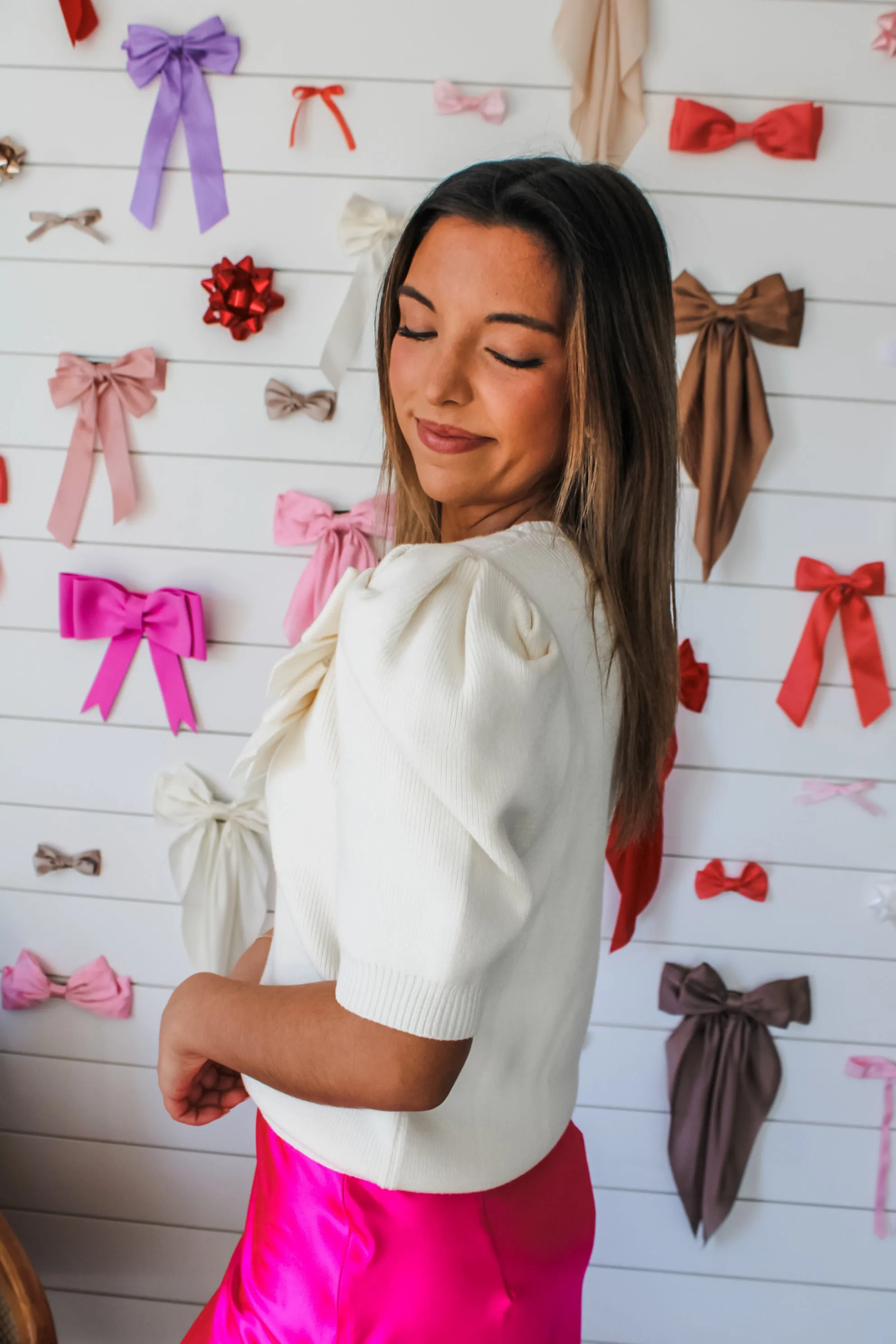 Dear Diary Bow Sweater • Cream