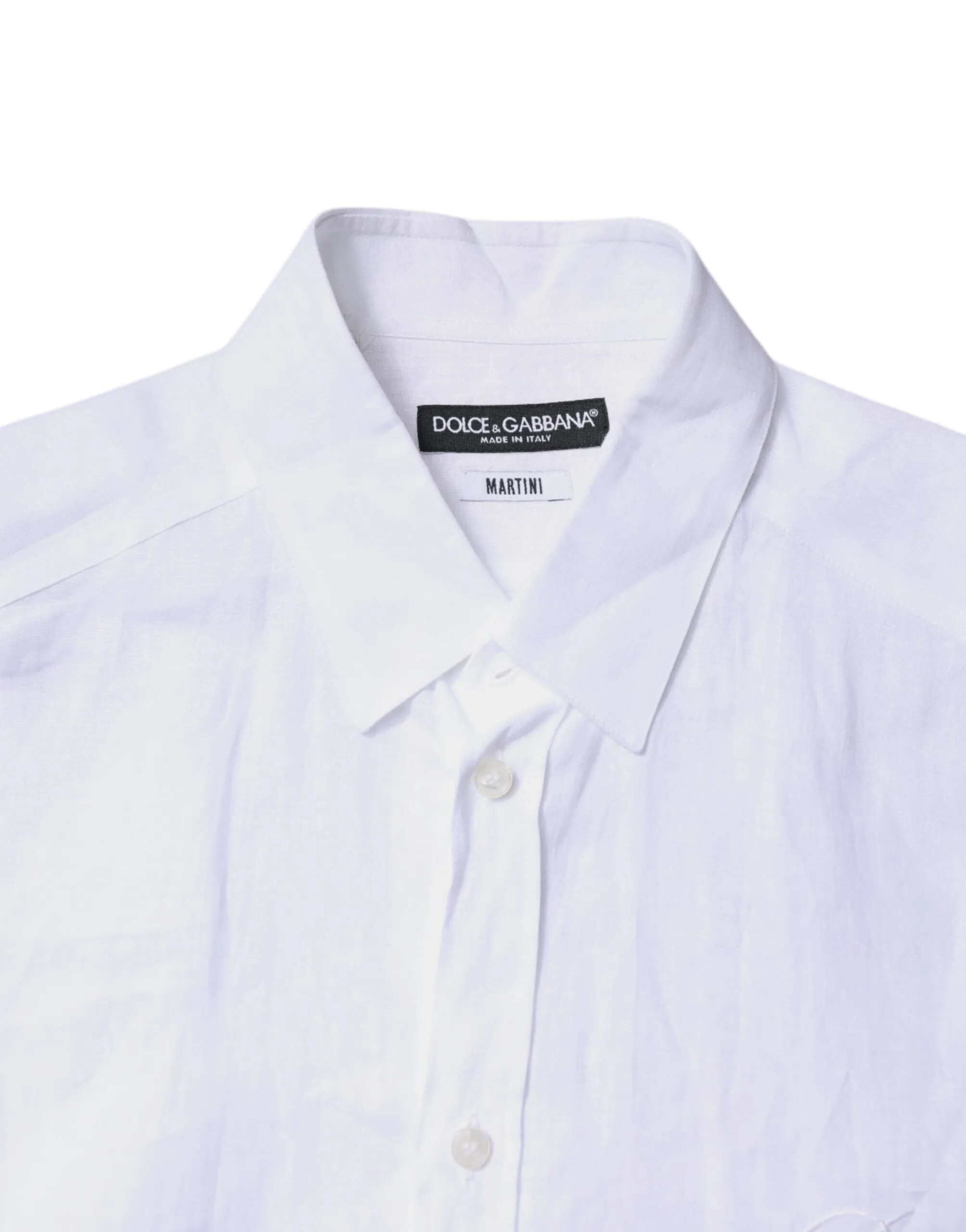 Dolce & Gabbana White Linen Martini Dress Formal Shirt