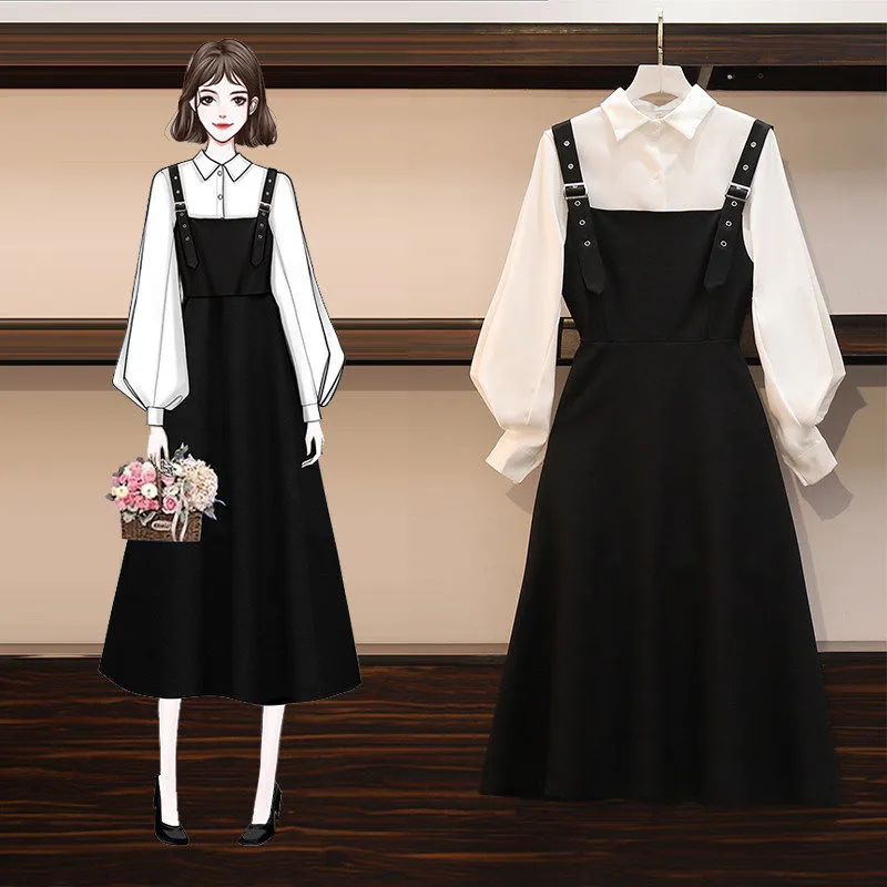 Dress Sets Women Chic Fashion Elegant Office Lady Outfits 2 Piece Korean Fall Basic Simple Female Shirts Vestido Mujer Aesthetic