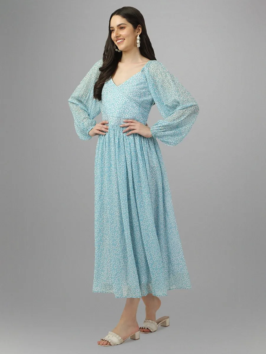dresses for Women western wear  Aqua Blue Maxi Dress