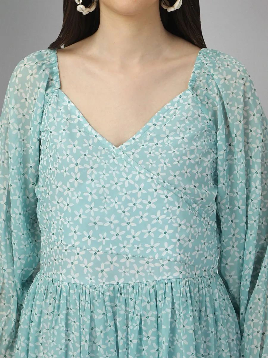 dresses for Women western wear  Aqua Blue Maxi Dress