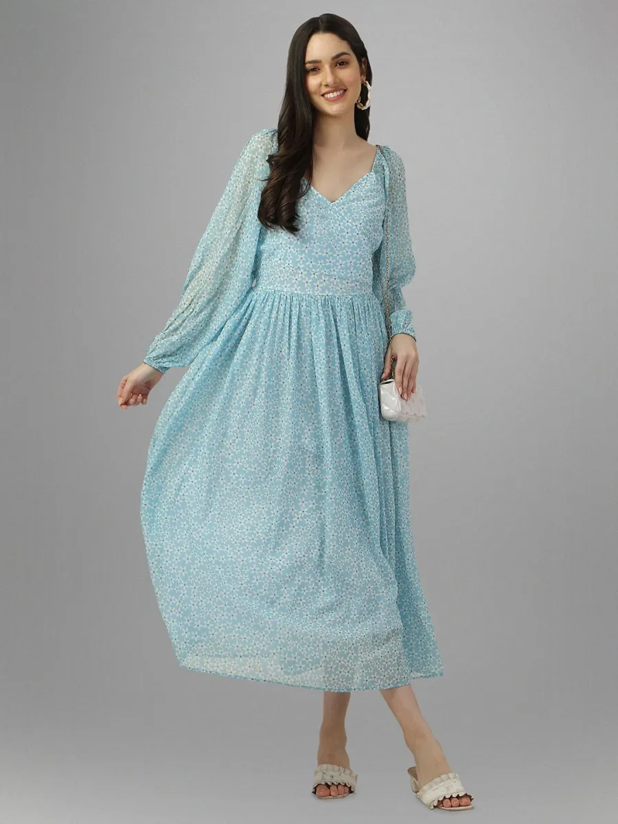 dresses for Women western wear  Aqua Blue Maxi Dress