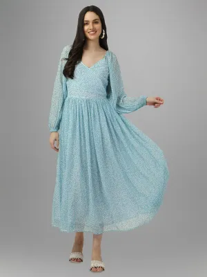 dresses for Women western wear  Aqua Blue Maxi Dress