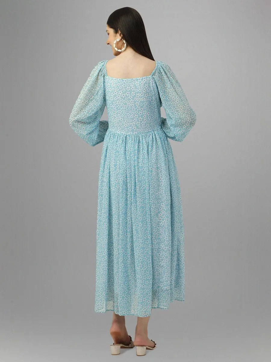 dresses for Women western wear  Aqua Blue Maxi Dress