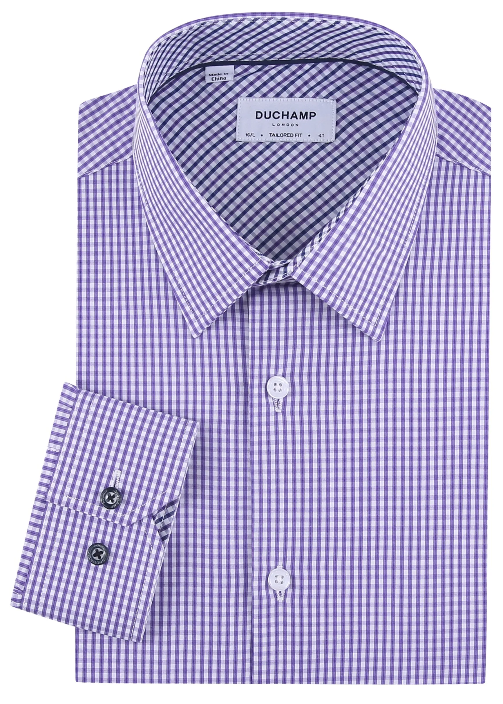 Duchamp London Purple Check Dress Shirt