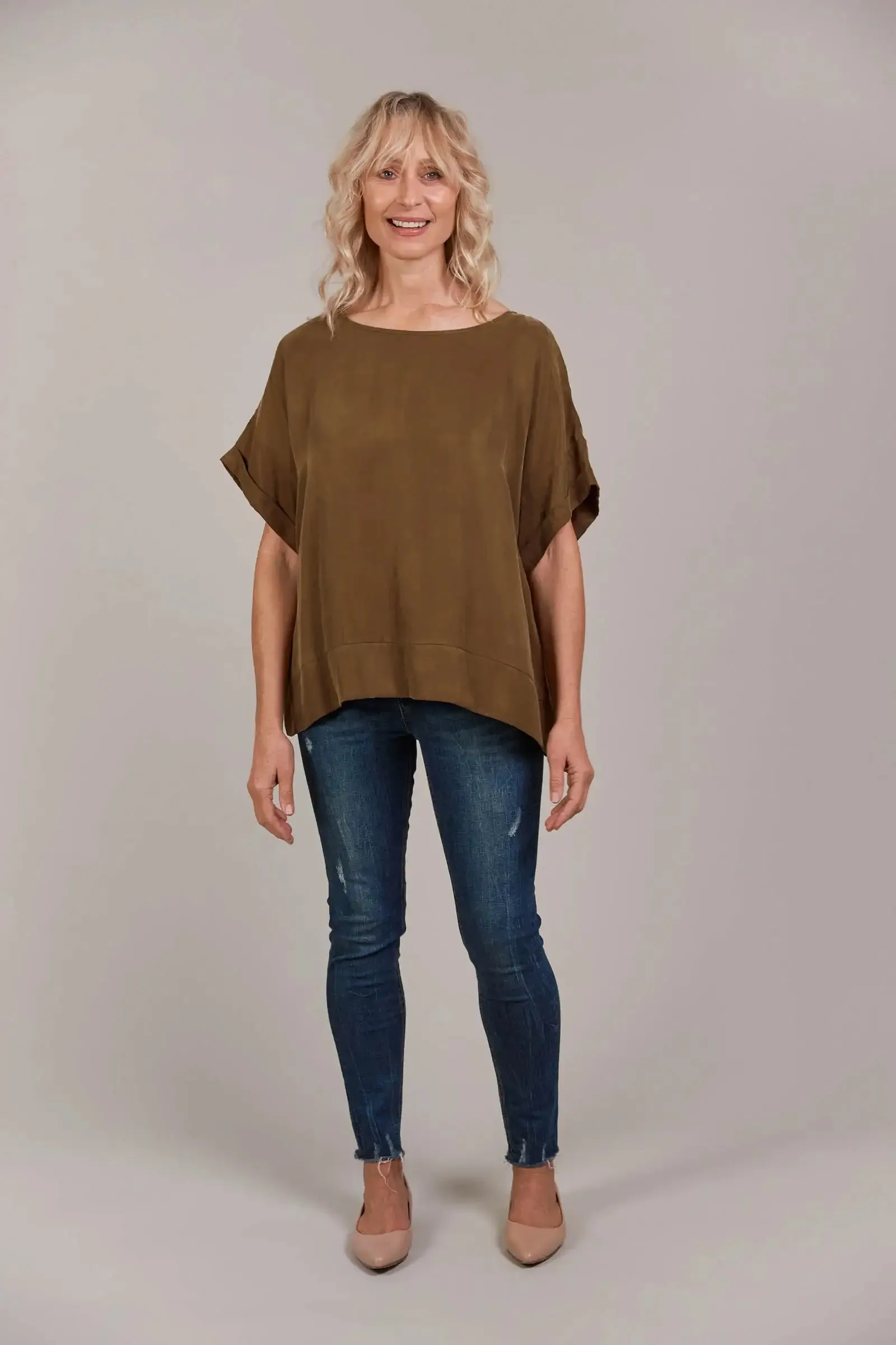 Eb & Ive Eden Relaxed Top -Tobacco