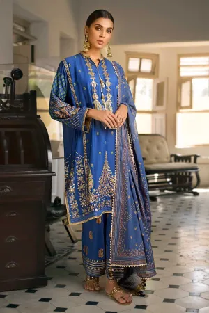 Elegant eid dress by Pakistani designer in royal blue color # P2220