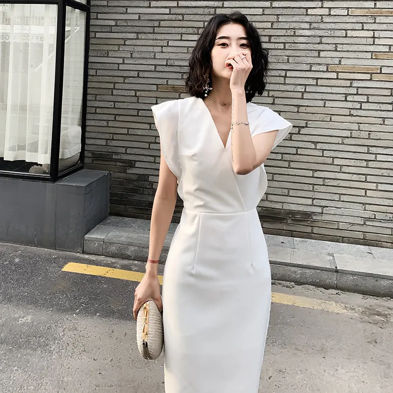 Elegant Evening Dress Women's Banquet Dignified Thin Elegant Black Dinner Dinner Suit Daily Style Short Socialite