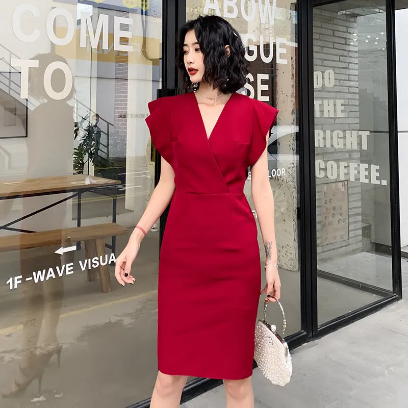 Elegant Evening Dress Women's Banquet Dignified Thin Elegant Black Dinner Dinner Suit Daily Style Short Socialite