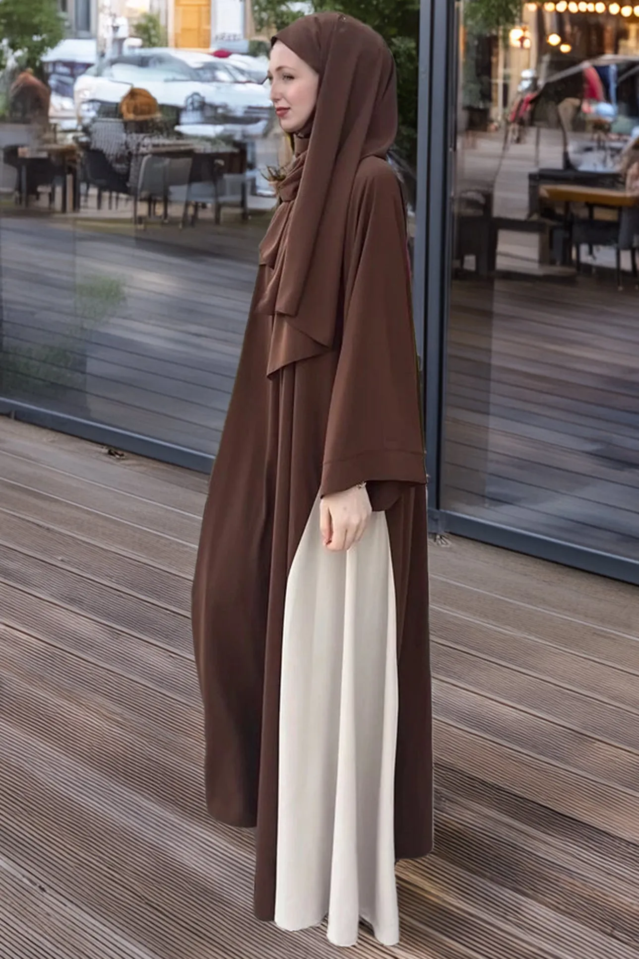 Elegant Two-Tone Crepe Abaya – Timeless Modest Fashion