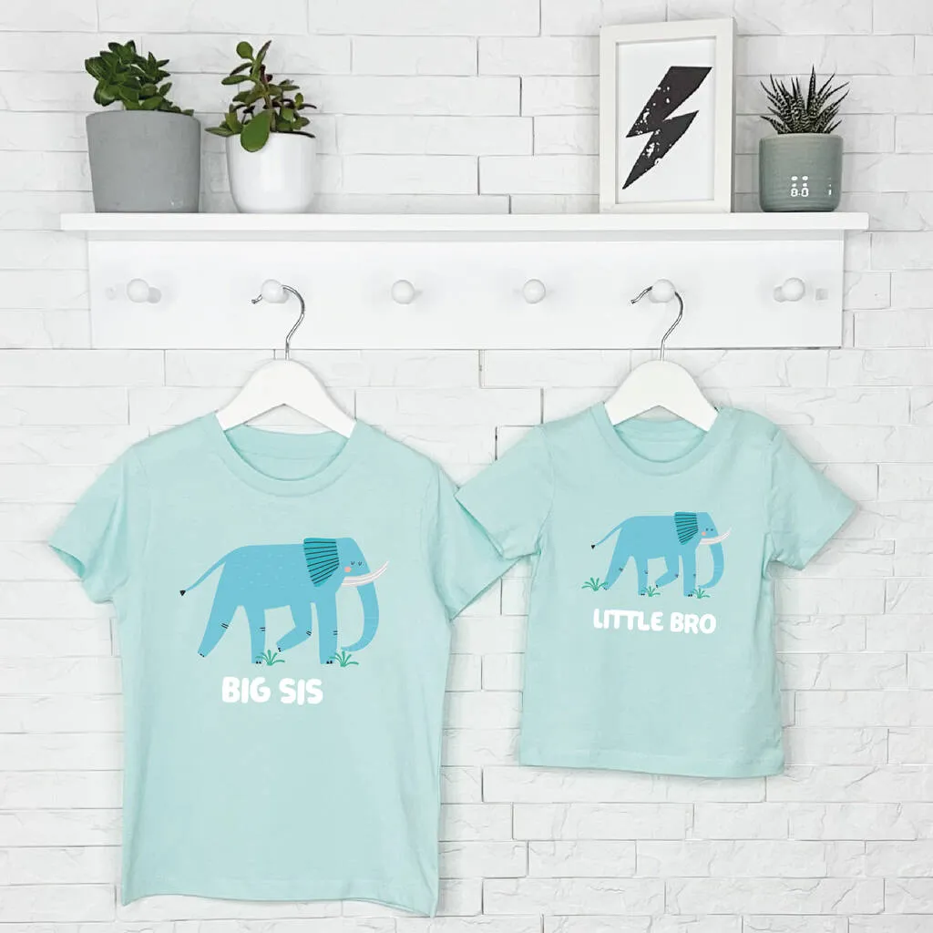 Elephant Brother Sister T Shirt Set