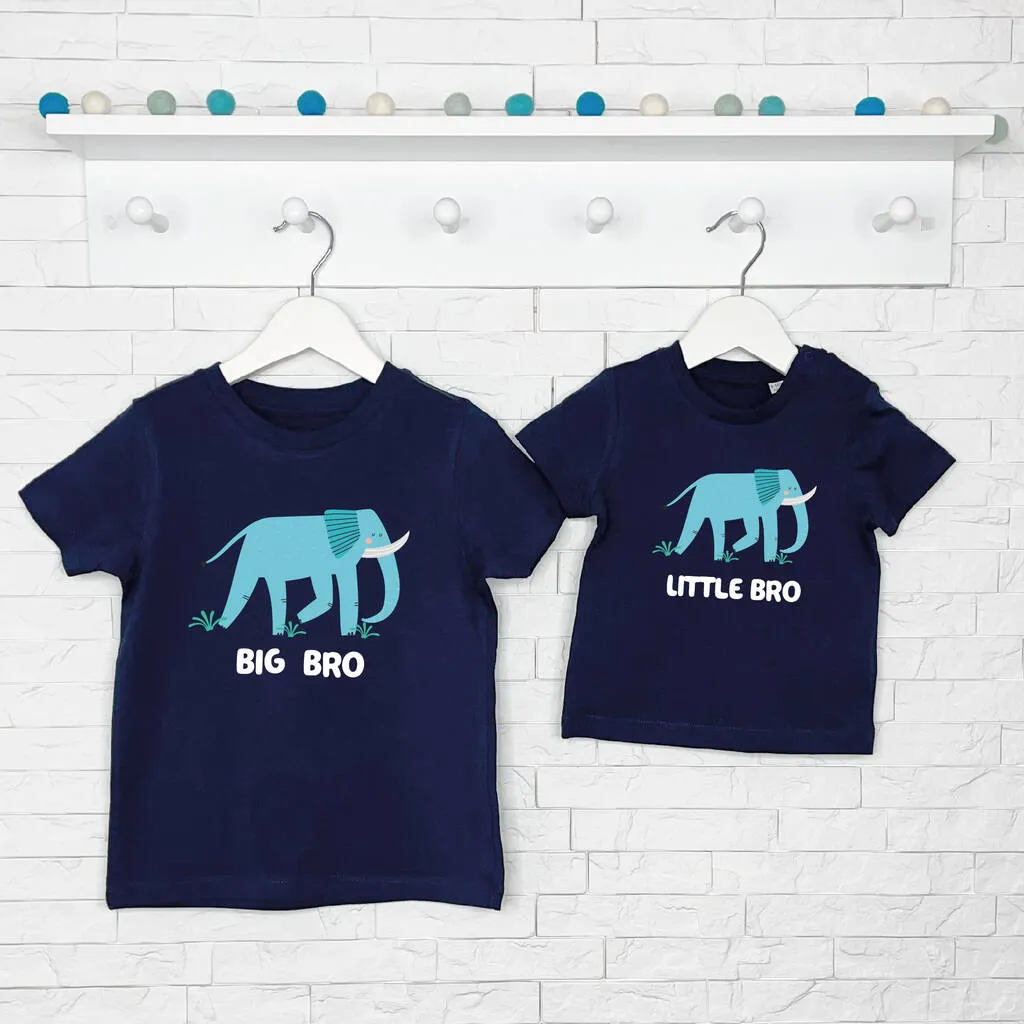 Elephant Brother Sister T Shirt Set